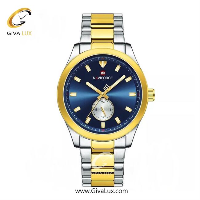 ساعت مچی اورجینال مردانه ناوی فورس|Naviforce|نوی فورس|نیوی فورس نقره ای-طلایی | نقره ای-طلایی| آبی| کد رفرنس NF9231