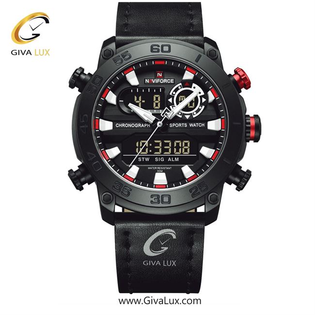 ساعت مچی اورجینال مردانه ناوی فورس|Naviforce|نوی فورس|نیوی فورس دو زمانه مشکی | مشکی| سفید| کد رفرنس NF9235 B/W/B