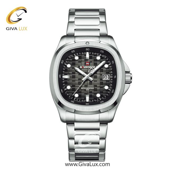 ساعت مچی اورجینال مردانه ناوی فورس|Naviforce|نوی فورس|نیوی فورس نقره ای | نقره ای| مشکی| کد رفرنس NF9240 S/B/S