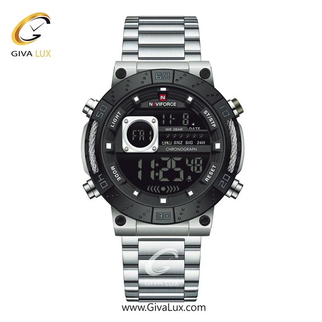 ساعت مچی اورجینال مردانه ناوی فورس|Naviforce|نوی فورس|نیوی فورس نقره ای-مشکی | نقره ای| مشکی| کد رفرنس NF9241 S/B/S