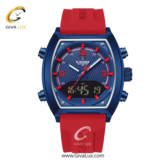 ساعت مچی اورجینال مردانه-اسپرت ناوی فورس|Naviforce|نوی فورس|نیوی فورس دو زمانه آبی | قرمز| آبی| کد رفرنس NF9242 BE/R/R