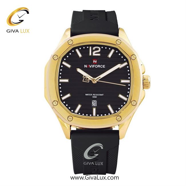 ساعت مچی اورجینال مردانه ناوی فورس|Naviforce|نوی فورس|نیوی فورس طلایی | مشکی| مشکی| کد رفرنس NF9243 T G/B/B
