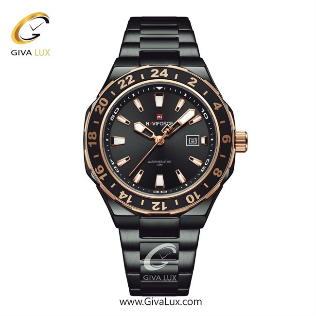ساعت مچی اورجینال مردانه ناوی فورس|Naviforce|نوی فورس|نیوی فورس رزگلد-مشکی | مشکی| مشکی| کد رفرنس NF9249 B/RG/B