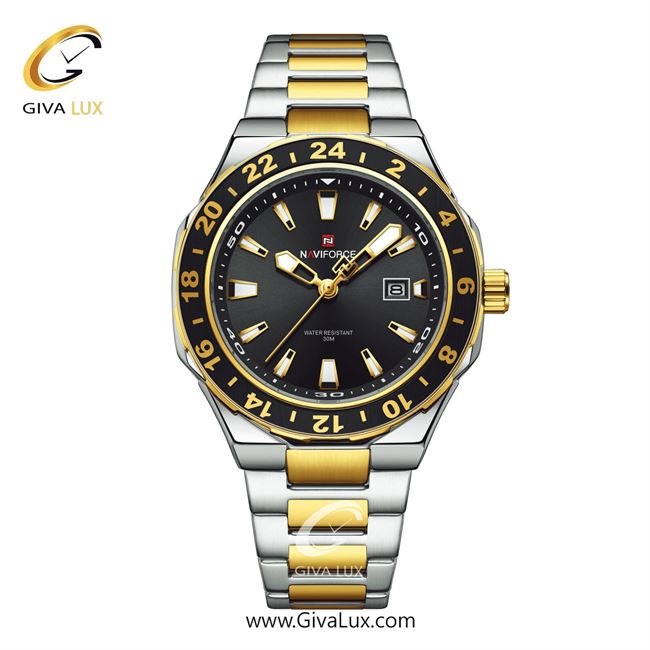 ساعت مچی اورجینال مردانه ناوی فورس|Naviforce|نوی فورس|نیوی فورس مشکی-نقره ای-طلایی | نقره ای-طلایی| مشکی| کد رفرنس NF9249 S/B/G