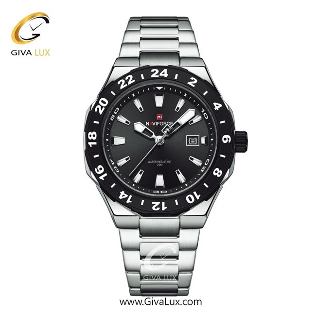 ساعت مچی اورجینال مردانه ناوی فورس|Naviforce|نوی فورس|نیوی فورس نقره ای-مشکی | نقره ای| مشکی| کد رفرنس NF9249 S/B/S