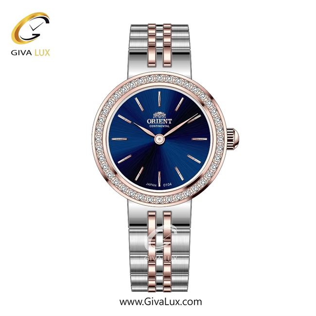 ساعت مچی اورجینال زنانه اورینت (کانتیننتال) | Orient (Continental) رزگلد | رزگلد-نقره ای| آبی کاربنی| کد رفرنس 0104