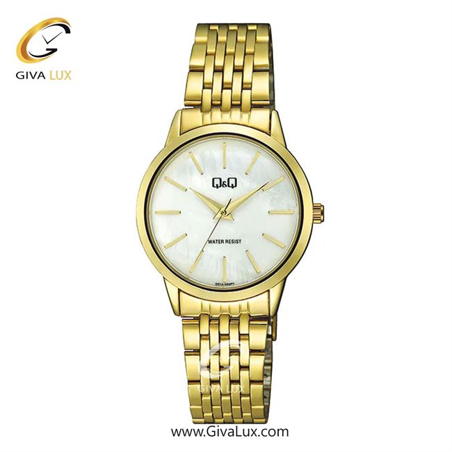 ساعت مچی اورجینال زنانه کیو اند کیو Q&Q طلایی | طلایی| سفید| کد رفرنس Q01A-002PY