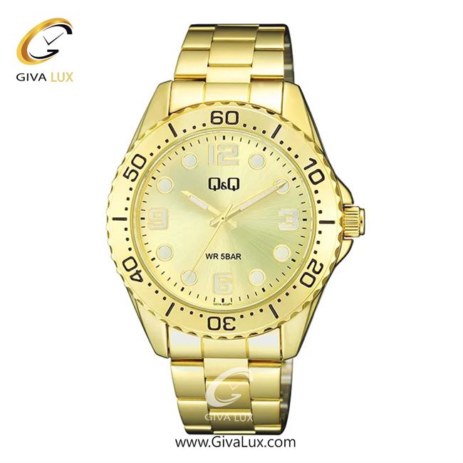 ساعت مچی اورجینال مردانه کیو اند کیو Q&Q طلایی | طلایی| طلایی| کد رفرنس Q07A-003PY