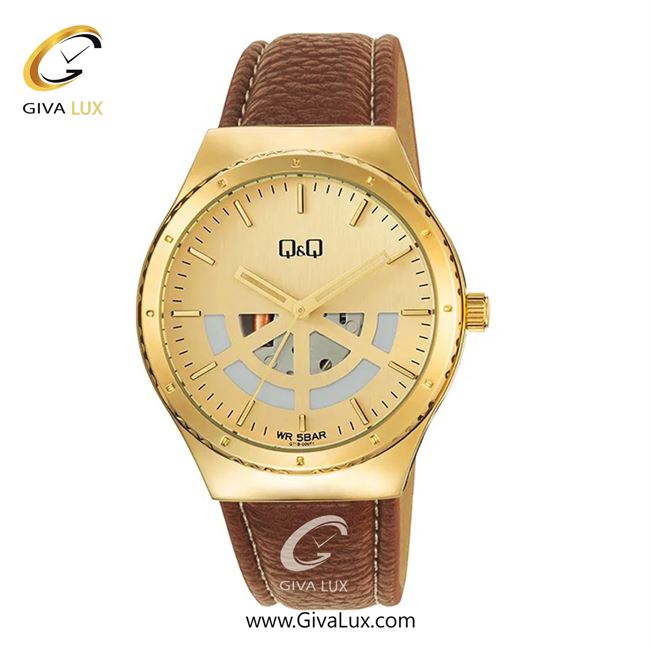 ساعت مچی اورجینال مردانه کیو اند کیو Q&Q طلایی | قهوه ای| طلایی| کد رفرنس Q71B-006PY
