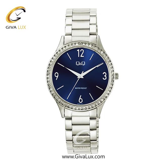ساعت مچی اورجینال زنانه کیو اند کیو Q&Q نقره ای | نقره ای| سرمه ای| کد رفرنس Q75B-003PY