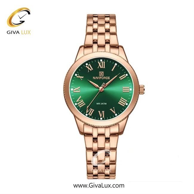 ساعت مچی اورجینال زنانه ناوی فورس|Naviforce|نوی فورس|نیوی فورس رزگلد | رزگلد| سبز| کد رفرنس NF5032