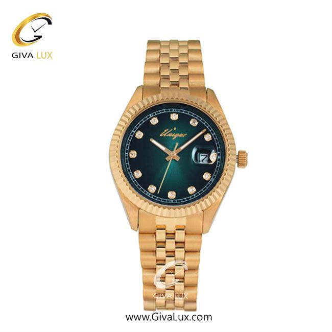 ساعت مچی اورجینال زنانه یونیک طلایی | طلایی| سبز یشمی تیره| کد رفرنس S513-GR