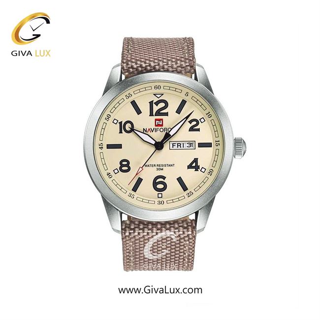 ساعت مچی اورجینال مردانه-اسپرت ناوی فورس|Naviforce|نوی فورس|نیوی فورس نقره ای | بژ -کرم| شیری| کد رفرنس NF9101