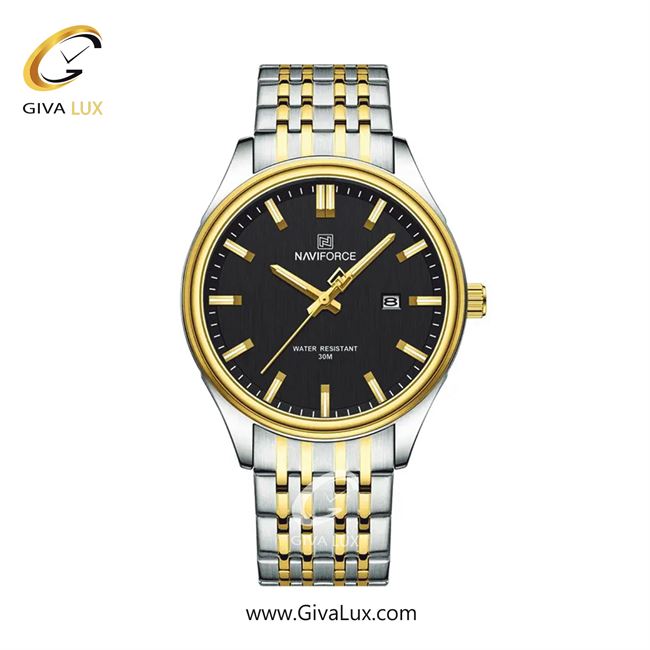ساعت مچی مردانه تک موتوره بند استیل طلایی/نقره ای ناوی فورس (نیوی فورس) NF8039 S/G/B