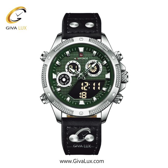 ساعت مچی اورجینال مردانه ناوی فورس|Naviforce|نوی فورس|نیوی فورس دو زمانه نقره ای | مشکی| سبز| کد رفرنس NF9224