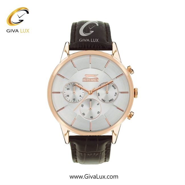 ساعت مچی اورجینال مردانه اسلازنگر سه موتوره فول تایم طلایی | قهوه ای| سفید| کد رفرنس SL.9.2020.2.03