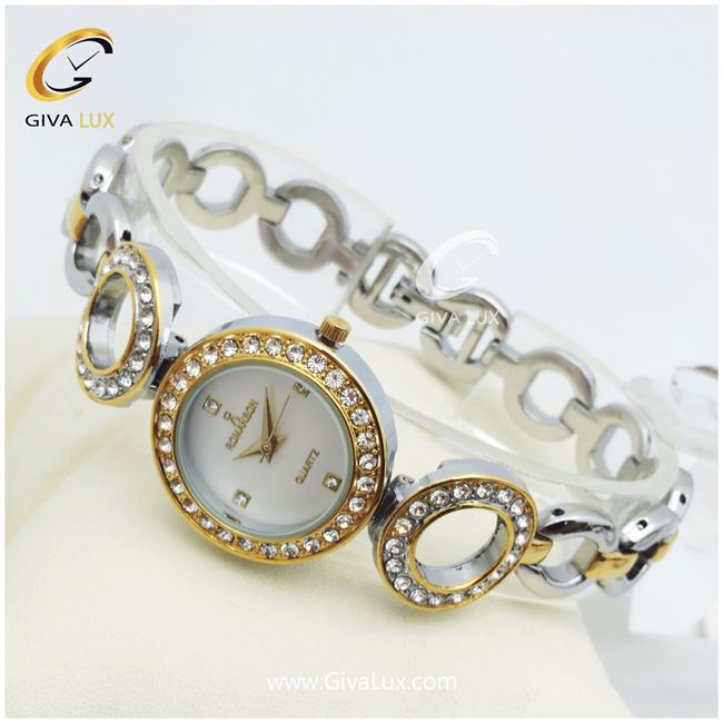 ساعت زنانه رومانسون بندفلزی نگین دار