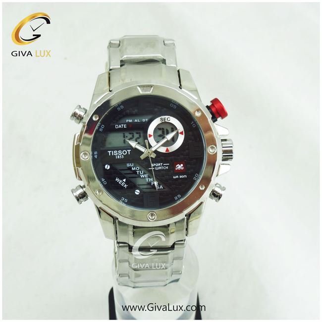 ساعت مچی تیسوت مردانه دو زمانه نقره ای | نقره ای | مشکی |