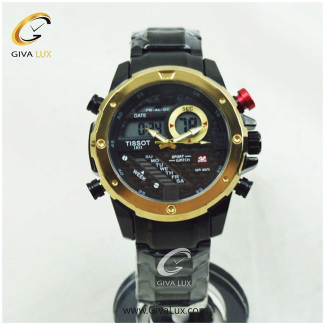ساعت مچی تیسوت مردانه دو زمانه طلایی | مشکی | مشکی |