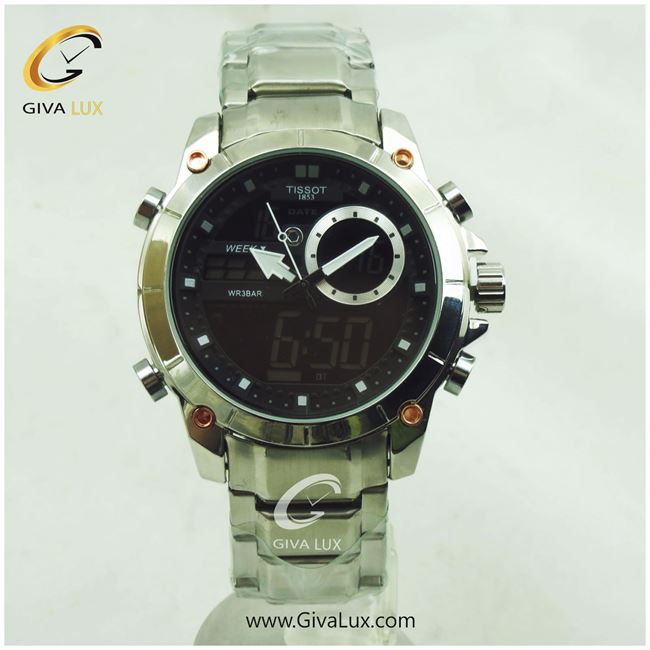 ساعت مچی تیسوت مردانه دو زمانه نقره ای | نقره ای | مشکی |