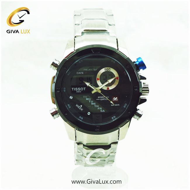 ساعت مچی تیسوت مردانه دو زمانه نقره ای | نقره ای | مشکی |