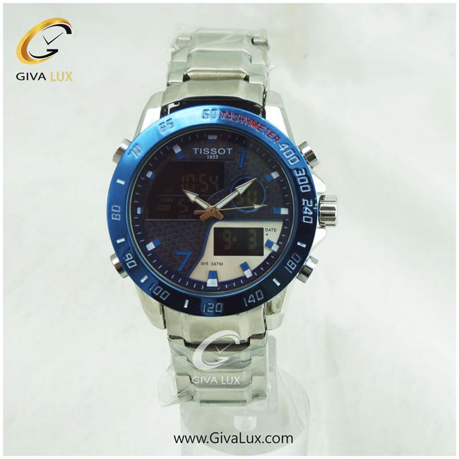 ساعت مچی تیسوت مردانه دو زمانه نقره ای | نقره ای | آبی |