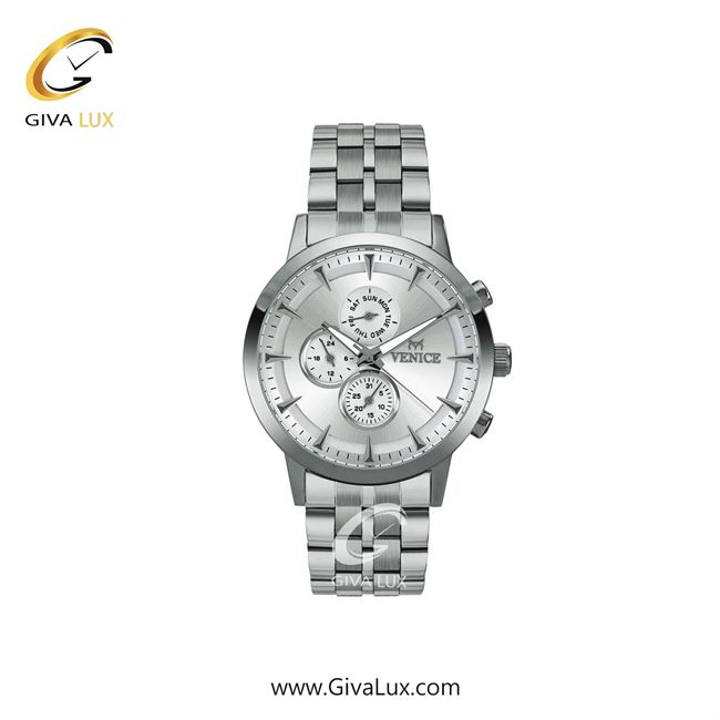 ساعت مچی اورجینال زنانه ونیز سه موتوره فول تایم نقره ای | نقره ای| نقره ای| کد رفرنس V800011101