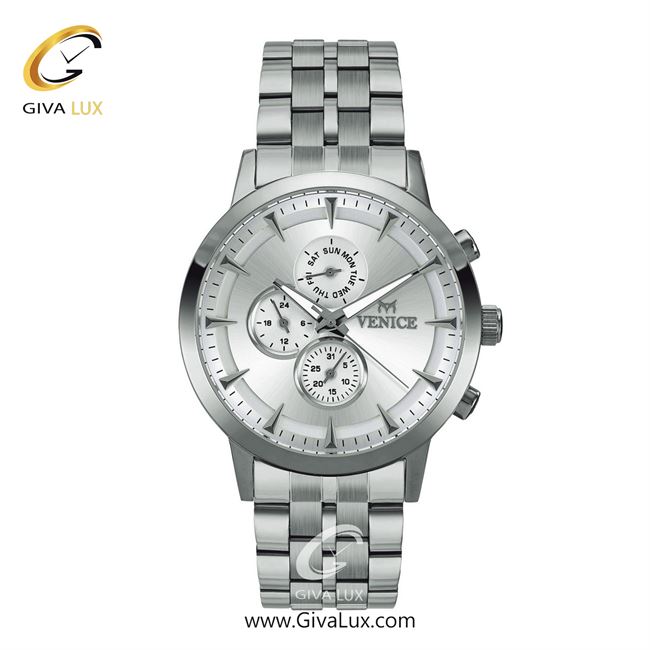ساعت مچی اورجینال مردانه ونیز سه موتوره فول تایم نقره ای | نقره ای| نقره ای| کد رفرنس V800011102