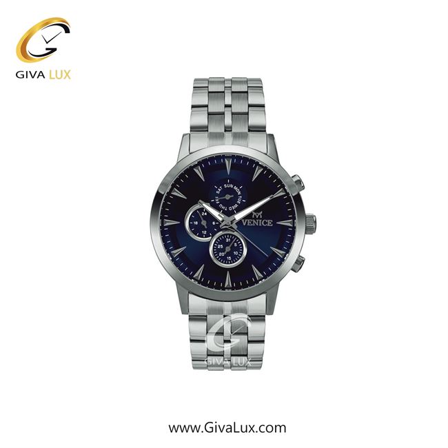 ساعت مچی اورجینال زنانه ونیز سه موتوره فول تایم نقره ای | نقره ای| سرمه ای| کد رفرنس V800011401