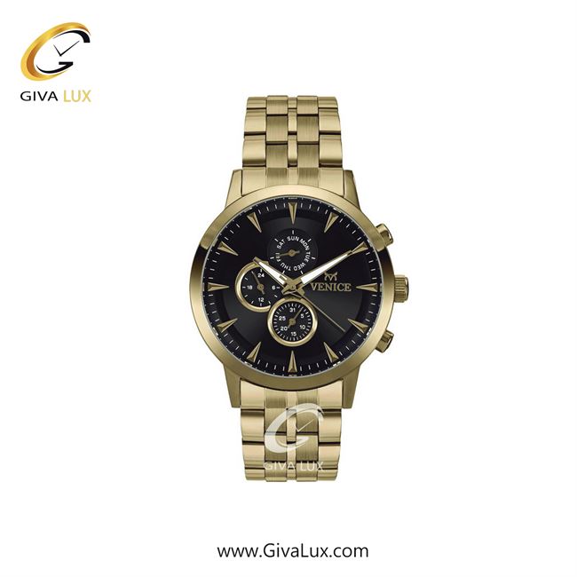 ساعت مچی اورجینال زنانه ونیز سه موتوره فول تایم طلایی | طلایی| مشکی| کد رفرنس V800012501