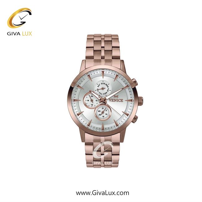 ساعت مچی اورجینال زنانه ونیز سه موتوره فول تایم رزگلد | رزگلد| نقره ای| کد رفرنس V800013101