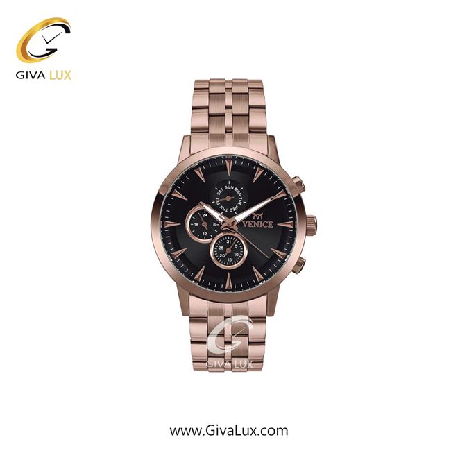 ساعت مچی اورجینال زنانه ونیز سه موتوره فول تایم رزگلد | رزگلد| مشکی| کد رفرنس V800013401