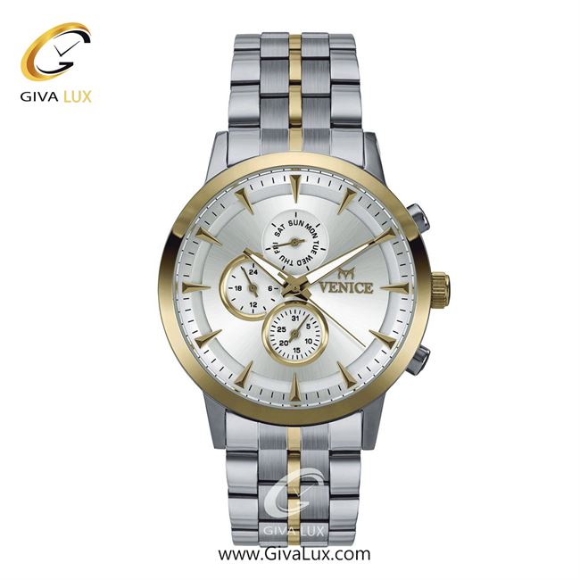 ساعت مچی اورجینال مردانه ونیز سه موتوره فول تایم نقره ای-طلایی | طلایی-نقره ای| نقره ای| کد رفرنس V800015202