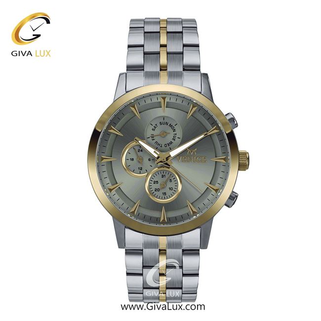 ساعت مچی اورجینال مردانه ونیز سه موتوره فول تایم نقره ای-طلایی | نقره ای-طلایی| دودی|تیتانیوم| کد رفرنس V800015302