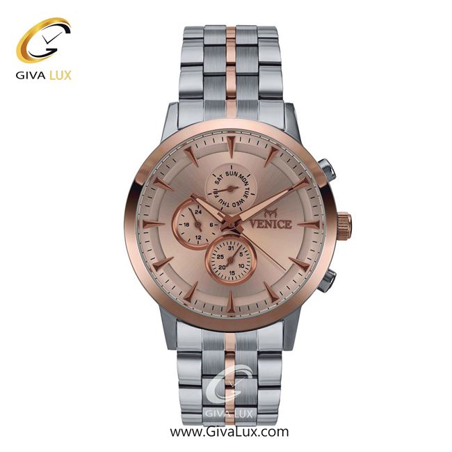 ساعت مچی اورجینال مردانه ونیز سه موتوره فول تایم رزگلد-نقره ای | رزگلد-نقره ای| رزگلد| کد رفرنس V800016102
