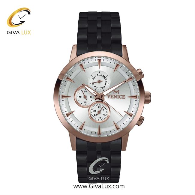 ساعت مچی اورجینال مردانه ونیز سه موتوره فول تایم رزگلد | مشکی| نقره ای| کد رفرنس V800016702