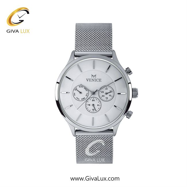 ساعت مچی اورجینال زنانه ونیز سه موتوره فول تایم نقره ای | نقره ای| سفید| کد رفرنس V800591101