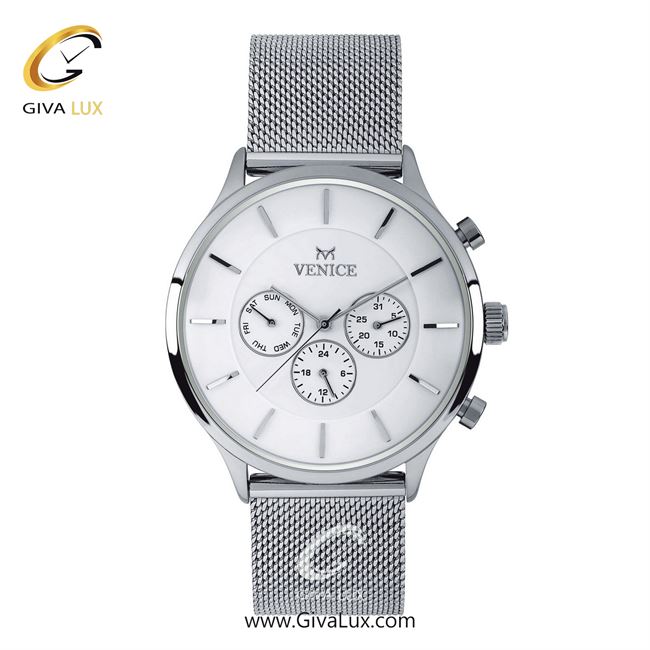 ساعت مچی اورجینال مردانه ونیز سه موتوره فول تایم نقره ای | نقره ای| سفید| کد رفرنس V800591102