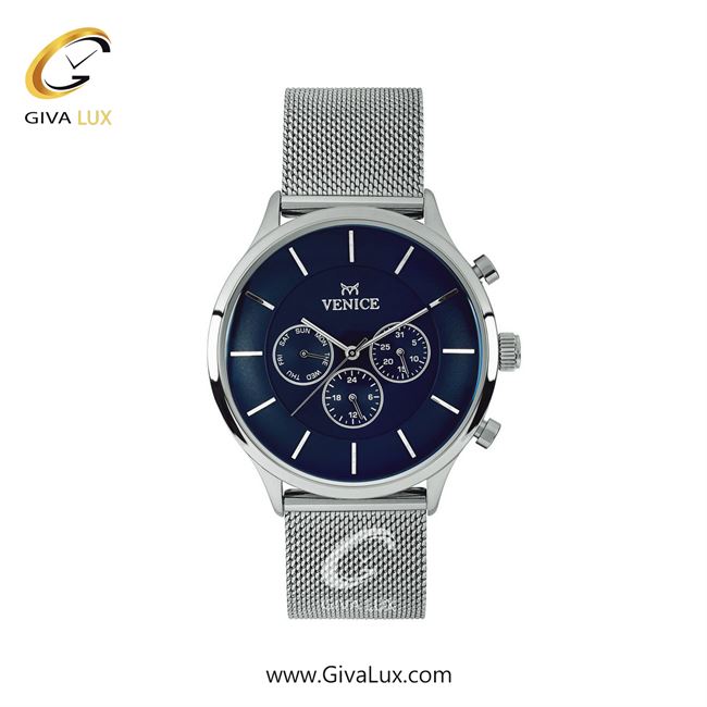 ساعت مچی اورجینال زنانه ونیز سه موتوره فول تایم نقره ای | نقره ای| سرمه ای| کد رفرنس V800591401