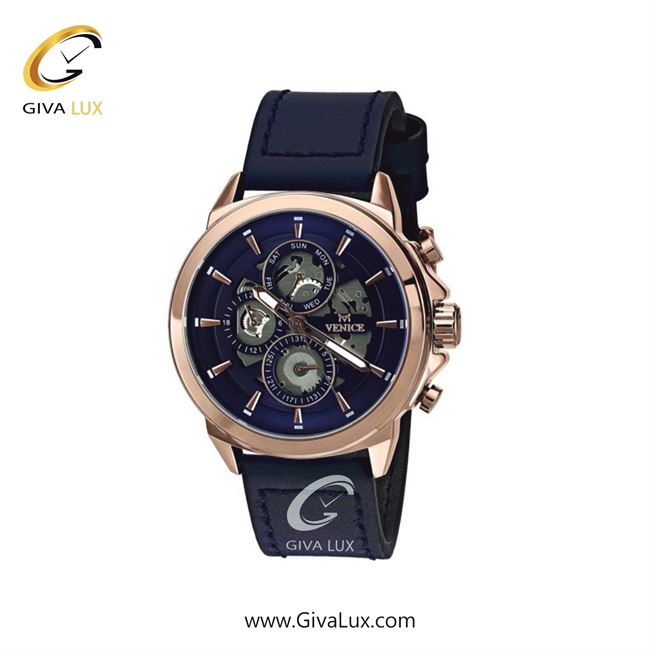 ساعت مچی اورجینال مردانه ونیز سه موتوره فول تایم رزگلد | سرمه ای| سرمه ای| کد رفرنس V800687902
