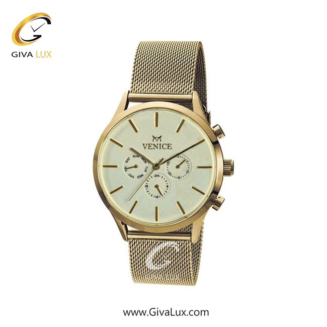 ساعت مچی اورجینال زنانه ونیز سه موتوره فول تایم طلایی | طلایی| کرم| کد رفرنس V800832001