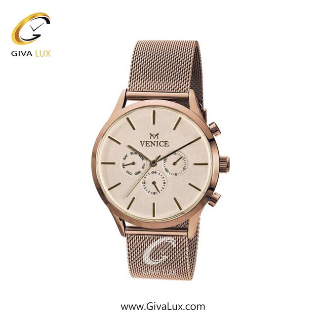 ساعت مچی اورجینال زنانه ونیز سه موتوره فول تایم رزگلد | رزگلد| رزگلد| کد رفرنس V800833001