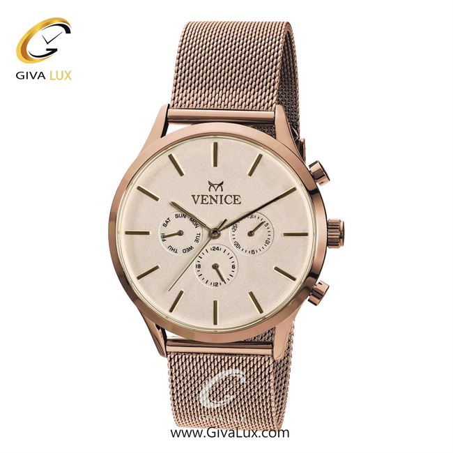 ساعت مچی اورجینال مردانه ونیز سه موتوره فول تایم رزگلد | رزگلد| رزگلد| کد رفرنس V800833002