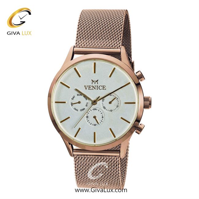 ساعت مچی اورجینال مردانه ونیز سه موتوره فول تایم رزگلد | رزگلد| نقره ای| کد رفرنس V800833102