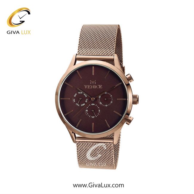 ساعت مچی اورجینال زنانه ونیز سه موتوره فول تایم رزگلد | رزگلد| قهوه ای| کد رفرنس V800833501