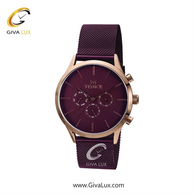 ساعت مچی اورجینال زنانه ونیز سه موتوره فول تایم رزگلد | بنفش| بنفش| کد رفرنس V800838401