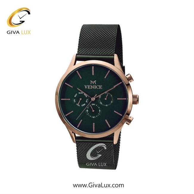 ساعت مچی اورجینال زنانه ونیز سه موتوره فول تایم رزگلد | سبز| سبز یشمی تیره| کد رفرنس V800838601