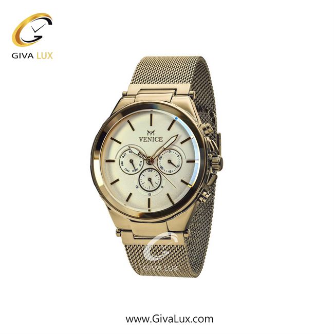 ساعت مچی اورجینال زنانه ونیز سه موتوره فول تایم طلایی | طلایی| کرم| کد رفرنس V800872001