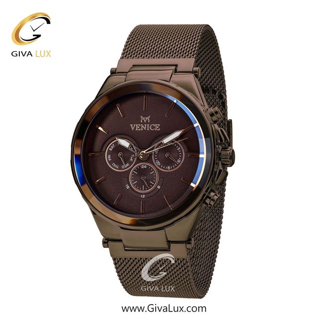ساعت مچی اورجینال مردانه ونیز سه موتوره فول تایم کافی | کافی| قهوه ای| کد رفرنس V800873102