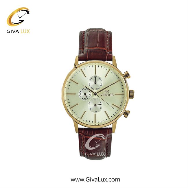 ساعت مچی اورجینال زنانه ونیز سه موتوره فول تایم طلایی | قهوه ای| کرم| کد رفرنس V800932301
